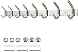 Dripex Hakenleiste Rostfrei Edelstahl Kleiderhaken Garderobenhaken gebürstete Optik Doppelhaken bis zu 30kg belastbar Haken (Silber, 8 Haken)