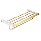 Handtuchstange Handtuchhalter Licht Luxus Marmor Handtuch Rack Messing Handtuchhalter Nordisches Badezimmer Gold Tuch Regal Badewanne Wandmontierte Doppeltuchleiste Handtuchregal Handtuchständer