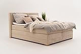 domyou Boxspringbett 200x160 mit matratze, polsterbett mit bettkasten 2X 200 Liter, matratze 200x160, polsterbett mit Topper, Bettkasten Behälter, Schlafzimmer, Elegante, Beig
