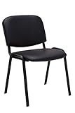 CLP Besucherstuhl Ken mit hochwertiger Polsterung und Kunstlederbezug I Stapelstuhl mit robustem Metallgestell und gepolsterter Rückenlehne, Farbe:schwarz