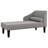 vidaXL Chaiselongue, Recamiere mit Nackenrolle, Ottomane Schlafzimmer Wohnzimmer, Sofa Couch Holzrahmen, Relaxliege, Modern, Hellgrau Stoff