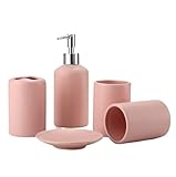 ANIIC Badezimmer Set 4-teiliges Badezimmer-Accessoires-Set Keramik-Badeset-Kollektion Mit Einfarbigem Badezimmer-Set Im Einfachen Stil Badezimmer Zubehör