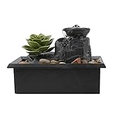 PAREKS Tabletop Wasserfall Brunnen Wasserbrunnen Fließendes Wasser Wasserfall mit LED-Licht Büro Ornament Tabletop Craft Indoor Home Tischdekoration Indoor Meditationsbrunnen