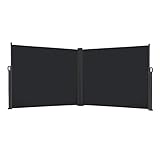 LZQ Seitenmarkise Sichtschutz Sonnenschutz Windschutz, Markisenstoff aus Polyester für Terrasse Camping seitlicher Windschutz (200x600cm, Anthrazit)