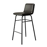 ARTSIM Barhocker, PU-Leder, gepolsterter Sitz mit Rückenlehne und schwarzen Metallbeinen, Küchen-Frühstücks-Barhocker, Thekenstuhl (schwarz, Höhe 75 cm)