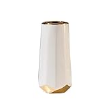 Hohe Vasen, Kreative Deko-vasen. Geometrische Keramikvase Mit Golddekor, Zuhause, Dekorative Accessoires Für Blumenarrangements(Size:7.5 * 20CM,Color:Weiß)