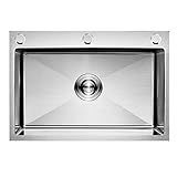 Waschbecken, Einzelwaschbecken, Silber-Nano-Edelstahlspüle, Küchenspüle, Handwaschbecken für den Haushalt, Drop-In- oder Unterbau-Installation (Farbe: Silber, Größe: 50 x 45 cm)