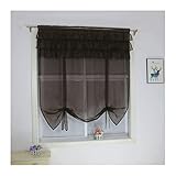 Transparent Schlaufenrollo Vorhänge Volants Design Balkon Küche Seer Wave Jalousien Home Tie-up Gaze Tieblinds Vorhang 1 Stück (Color : Dark Coffee, Size : Narrow Tape_W60CM X H140CM)