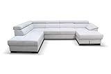DOMO Collection David Wohnlandschaft | Sofa mit Federkern und Schlaffunktion in U-Form, Schlafsofa Rückenfunktion, grau, 166x337x232 cm