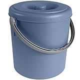 #11 Mülleimer 10 Liter mit verschließbarem Deckel und Henkel - Petrolblau - 27cm hoch - Ø25cm Abfallsammler Biomüll Eimer Küche Mülltonne Windeleimer Senioren Baby Kunststoff rund