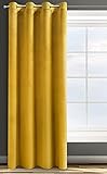 Eurofirany ROSA Vorhang Samt Velvet Ösen -1 STK. Weich Edel Gardine 200g/m² Elegant Glatt Einfarbig Flauschig Modern Klassisch Wohnzimmer Schlafzimmer, 140x250 cm, Senf