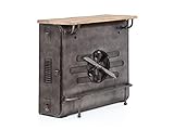 Woodkings Barregal Camera I Bartresen I Theke I Bartisch I Vintage Metall I mit Flaschenregal Stehtisch I Buffettisch I Hausbar
