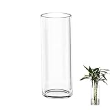 TSKDKIT 30cm Glasvase Gross Klar Glasvase Rund Schmale Vase klarem Blumenvase Zylindrisch Glasvase für Orchideen, Rosen, Tulpen, Pampasgras, Tischdeko, Kerze etc