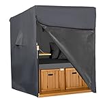 Climecare Dreisitzerstrandkorb Schutzhülle, Oxford 600D Gewebe mit Dauerhaft PVC Beschichtung, Extra flexiblem Klettverschluss,wasserdicht, Winterfest,Grau (150x100x140/165H cm)