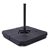 CAMORSA Sonnenschirmständer 4-teilig, Marktschirmständer befüllbar mit 60L Wasser oder 80Kg Sand, Schirmfuß für Ampelschirm, Sonnenschirm, Marktschirm, Schwarz