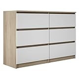 Komodenschrank mit 6 Schubladen, Farbe: Sonoma Eiche, A: 120 x 77 x 33 cm, Schubladenkommode, Kommode mit Schubladen, Schlafzimmer Kommode, Kommode Flur, Highboard, Sideboard Wohnzimmer