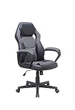 byLIVING Chefsessel Matteo/Gaming-Chair bis 110 kg belastbar/Kunststoff & Kunstleder schwarz/Armlehnen gepolstert/Applikation Mesh schwarz-grau/Sicherheitsrollen/B 60, H 103-113, T 65 cm