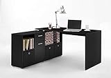 LEX 1 Schreibtisch Winkelkombi von FMD Schwarz