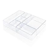 Lilly Things® ANTIRUTSCH Schubladen Ordnungssystem (6-teilig, transparent) Schubladen Organizer Schubladeneinsatz Tablett Aufbewahrungsbox für Make-Up Kosmetik Schminktisch Schreibtisch Büro Bad Küche