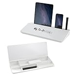 Kulu Schreibtisch Desk Organizer, Whiteboard mit Zubehör inklusive Stift und Radierer in Weiß, Büro Gadget mit Stiftehalter, Handyhalter und Tablethalter