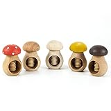 Holzfee 5 Stück Nussknacker Pilz Öko Design Nussschraube Set 5-teilig