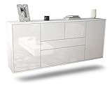 Dekati Sideboard Orange hängend (180x77x35cm) Korpus Weiss matt - Front Hochglanz Weiß - Push to Open - Leichtlaufschienen