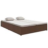 vidaXL Sonnenliege mit Auflagen Verstellbar Gartenmöbel Liege Gartenliege Liegestuhl Relaxliege Sonnenbett Doppelliege Poly Rattan Braun