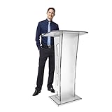 SUNMME Acryl Podium,Transparentes Rednerpult,Tragbares Stehpult,Stehpult Schreibtisch,Breiter Lesefläche,für Restaurants,Hochzeiten,Büro Klassenzimmer