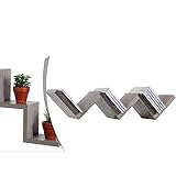 Kasahome Zig Zag Wandregal – Möbelregale – Regal in Form einer Treppe – moderner Wandschrank für Bücher, Gegenstände, Pflanzen Farbe Ulme 59 x 12 x 12 cm