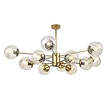 Moderner Led-Sputnik-Kronleuchter, Zeitgenössische Kronleuchter, Dimmbare Hängende Pendelleuchte Für Küche, Schlafzimmer, Flure, Treppenhaus-Gold 12 Lichter (39,4 x 22,3 Zoll) Commemoration Day