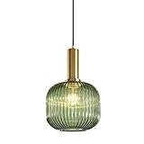 Europäischer Retro-Industrie-Kronleuchter, Persönlichkeit, Esszimmer-Deckenleuchte, kreativer gerippter Globus, grüner Glasschirm, Pendelleuchte, Restaurant-Bar, Hängelampe, modernes Schlafzimmer,