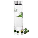 1PCS 1.5L Wasser Krug Glas-Karaffe Borosilikatglas Wasserkaraffe Kaltes Eistee Wasserkanne mit Deckel aus Edelstahl für Wasser, Milch, Saft, Limonade und kohlensäurehaltige Getränke geeignet