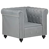 FAMIROSA Chesterfield-Sessel Grau Echtleder