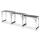 BODENMEISTER 3m Tapeziertisch Mehrzwecktisch Campingtisch 3-teilig 4-Fach höhenverstellbar, klappbar, schwarz/alu, Einzelgröße: 100 x 60 x 73-94 cm