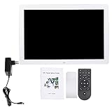 Digitaler Bilderrahmen, 17 Zoll 1440 × 900HD LED Digitaler Bilderrahmen TN-Bildschirm Wecker Player Album-Fernbedienung Unterstützt(White, European regulations)