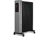 KAISERWERT Ölradiator Deluxe, 2.500W Elektro Heizkörper mit 11 Rippen, bis 30m2, Touch Display, 3 Heizstufen, einstellbares Thermostat, 24 Stunden Timer, Memory-Funktion, Gewicht: nur 9,4kg