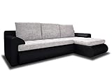 Ecksofa Santi - Polsterecke L-Form, Schlafsofa mit Bettkasten, Couchgarnitur mit Schlaffunktion, Couch, Sofa, Sofagarnitur (Schwarz + Silber (Madryt 1100 + Berlin 10), Ecksofa Rechts)