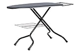 Lelit PA160 Linda, Extra-Large luftdurchlässiges Bügelbrett mit Verstellbarer Höhe, Wäsche-und Kesselhalter, Metall, Schwarz, 120x45,5 cm