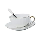 DOITOOL 1 Set Kaffeetassen-Set Esstisch-Set Keramik-Kaffeetassen Weißes Set Paar Tassen Teetassen Und Untertasse Teetasse Mit Löffel Und Untertasse Tischdekoration Kaffeetasse Mit