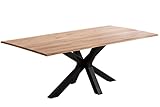 SAM Esstisch 200x100cm Gent, echte Baumkante, Buchenholz massiv & geölt, Baumkantentisch mit Spider-Metallgestell Schwarz, Esszimmertisch im Industrial-Design, FSC® 100% Zertifiziert