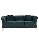 Tkopy 3-Sitzer Sofa, Super groß Glamour Design, Schlafsofa, Sitz- und Rückenkissen, Couchgarnitur, Sofagarnitur, Polstersofa – Wohnzimmer 215 x 78 x 76cm (Türkis)