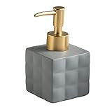 Stilvoller seifenspender Quadratischer Keramik-seifenspender In Mehreren Farben Mit Manueller Presse Lotionspender Nachfüllbare Seifenpumpe Tragbar 7,4 Oz Badaccessoires