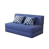 YXDFG Schlafsofa Einsitziger Stuhl 2 Sitze Klappbares Liegesofa 2-Sitzer-Sofa Niedriges Bett Matratze Schlafsofa Kompaktes Bodensofan,Blau,72×76×120cm