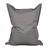 Lumaland Riesen-Sitzsack XXL 140x180 cm | Wasserfestes Indoor & Outdoor Liegekissen mit über 3 Mio. anpassungsfähigen EPS-Perlen | Bean Bag mit waschbarem Bezug [Grau]