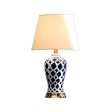 Dekorative Akzentlampe Blaue und weiße Porzellan-Tischlampe Schlafzimmer Nachttischlampe Kupfer-Bodenlampe Innen Wohnzimmer Beleuchtung Tischlampe Geeignet für Schlafzimmer Wohnzimmer Büro