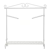 Kleiderständer Kleiderstange Garderobenständer mit Schuhablage, Vintage-Stil Höhenverstellbar von 126 bis 200 cm JLK14 (Weiss)