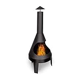 Blumfeldt Hidalgo Feuerstelle Gartenkamin Terrassenofen, 2-in-1: Feuerschale & Grill, Feuerschale: Ø 55 cm, Schürhaken, Aschekasten & Schaufel, FireView, inklusive Grillrost: Ø 42 cm, schwarz
