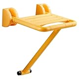 Hochklappbare, weiße, rutschfeste Duschsitze, wandmontierter Badhocker aus Edelstahl mit Stützbein, Badezimmer-Sicherheits-Balance-Hilfswerkzeuge für Senioren, Kinder mit Behinderungen