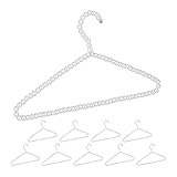 Relaxdays Kleiderbügel mit Perlen, 10er Set, Shirt, Bluse, Stange für Hosen & Röcke, 40 cm, Kunststoff, Hemdbügel, weiß, Pack, 10031395