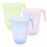 Selldorado 3x Messbecher Bunt 1L Set aus Kunststoff - 1Liter / 1000ml - Messbecher Set Stapelbar BPA-Frei mit Ausguss - Messangaben für Reis, Zucker, Flüssigkeit, Mehl